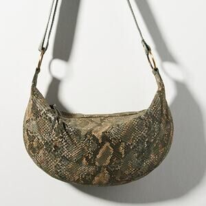 Anthropologie Snake-Printed Leather Shoulder Bag